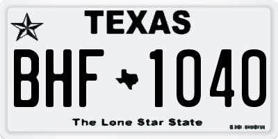 TX license plate BHF1040