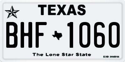 TX license plate BHF1060