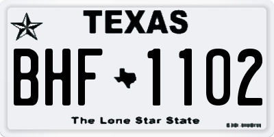 TX license plate BHF1102