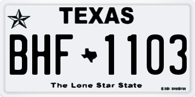 TX license plate BHF1103