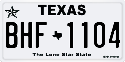 TX license plate BHF1104