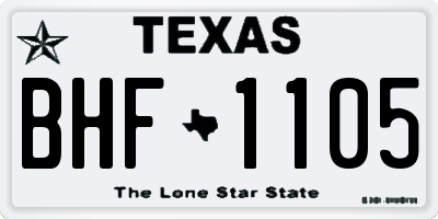 TX license plate BHF1105