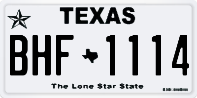TX license plate BHF1114