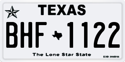 TX license plate BHF1122