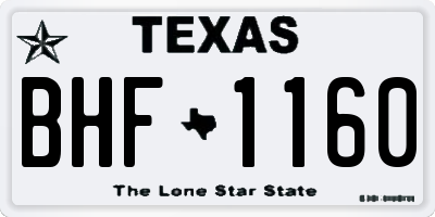 TX license plate BHF1160