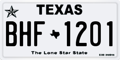 TX license plate BHF1201