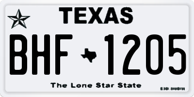 TX license plate BHF1205