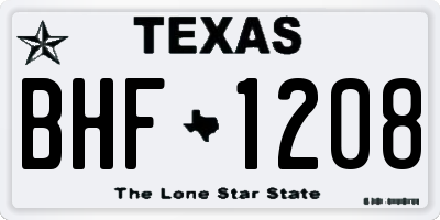 TX license plate BHF1208