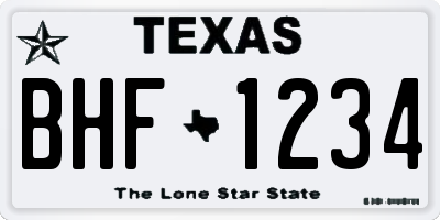 TX license plate BHF1234