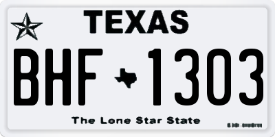 TX license plate BHF1303
