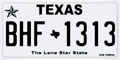 TX license plate BHF1313