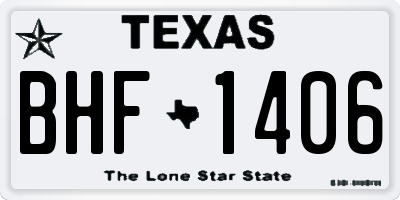 TX license plate BHF1406