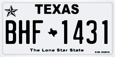 TX license plate BHF1431