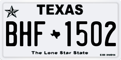 TX license plate BHF1502