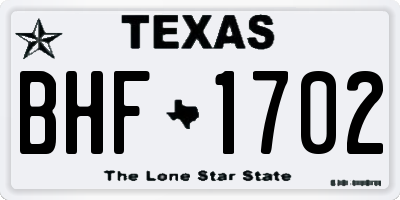 TX license plate BHF1702