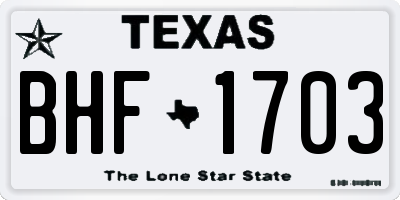 TX license plate BHF1703