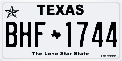TX license plate BHF1744