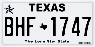 TX license plate BHF1747