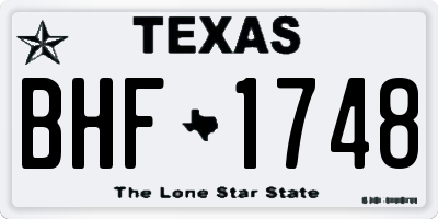 TX license plate BHF1748