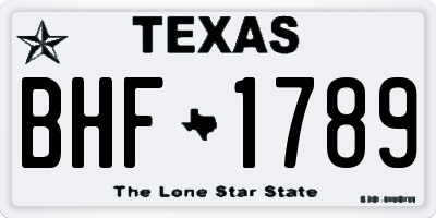 TX license plate BHF1789
