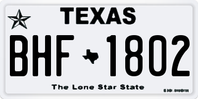 TX license plate BHF1802