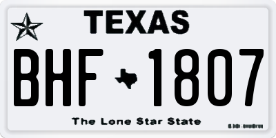 TX license plate BHF1807