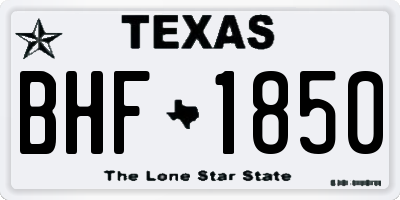 TX license plate BHF1850