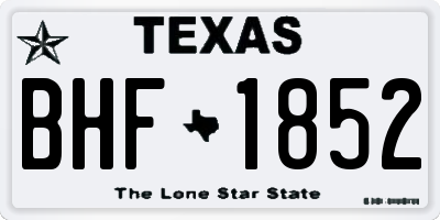 TX license plate BHF1852