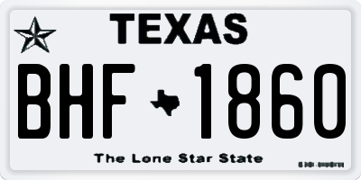 TX license plate BHF1860