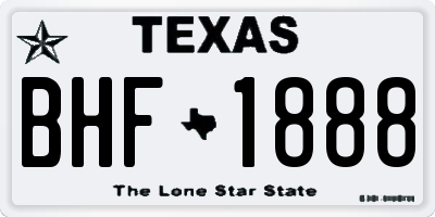 TX license plate BHF1888