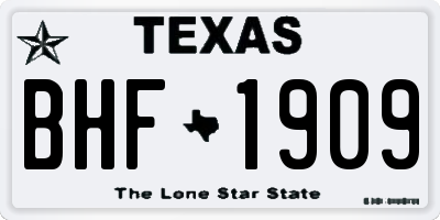 TX license plate BHF1909