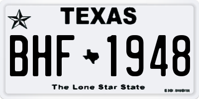 TX license plate BHF1948