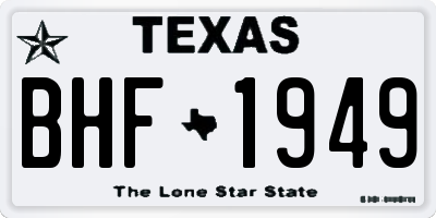 TX license plate BHF1949