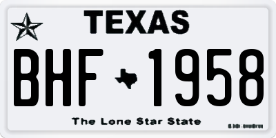 TX license plate BHF1958