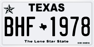 TX license plate BHF1978