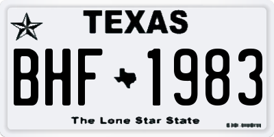 TX license plate BHF1983