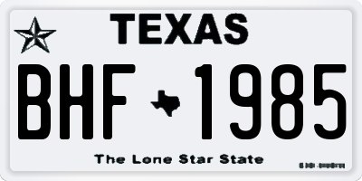 TX license plate BHF1985