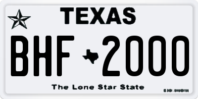 TX license plate BHF2000