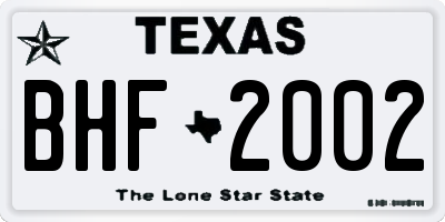 TX license plate BHF2002