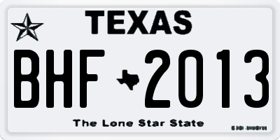 TX license plate BHF2013