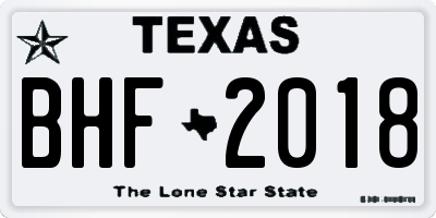 TX license plate BHF2018