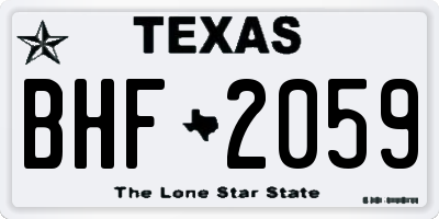 TX license plate BHF2059
