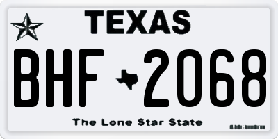 TX license plate BHF2068