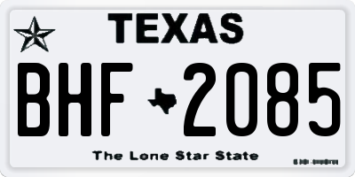 TX license plate BHF2085
