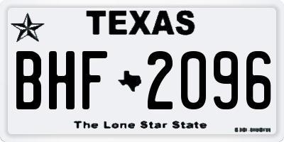 TX license plate BHF2096