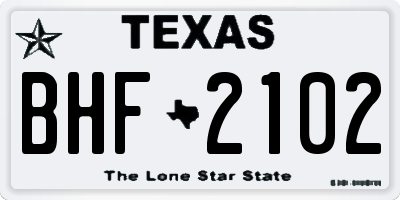 TX license plate BHF2102