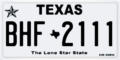 TX license plate BHF2111