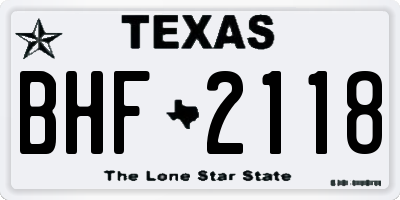TX license plate BHF2118