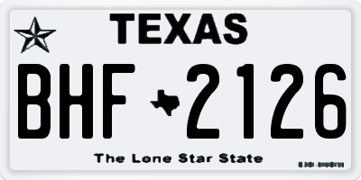 TX license plate BHF2126
