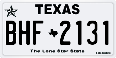 TX license plate BHF2131